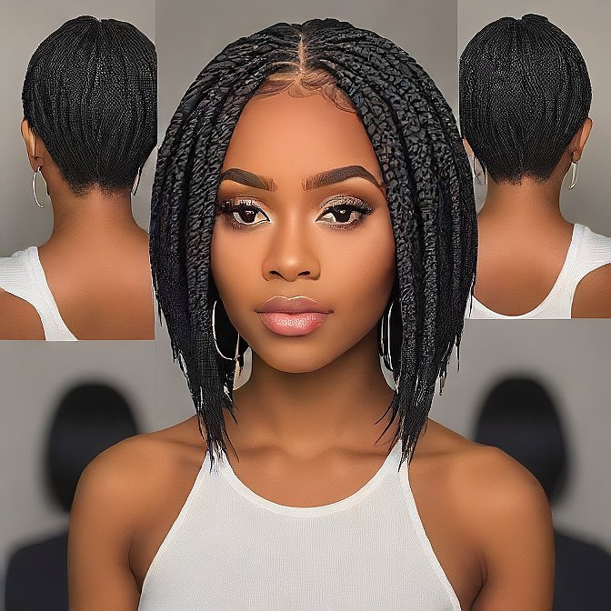 Shaggy or Tapered Box Braid Bob