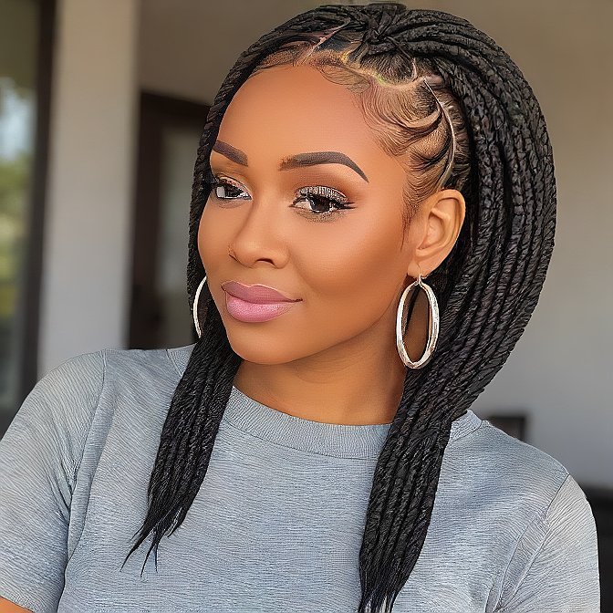 Asymmetrical Box Braid Bob