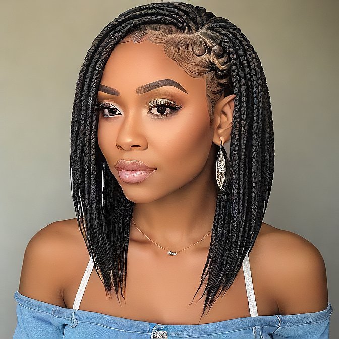 Collarbone Box Braid Bob